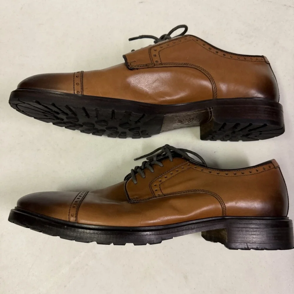 Johnston & Murphy J&M 1850 Men's 10.5M Brown Leather Cap Toe Oxford Dress Shoes